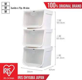 3x Iris Ohyama Japan Flap Storage Container Sflp Box M Medium