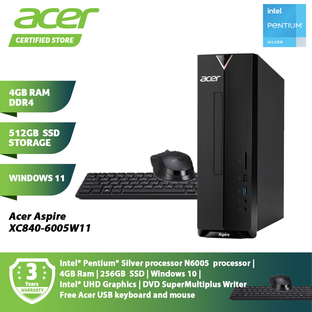 Acer Aspire XC840-6005W11 Desktop Black Intel Pentium