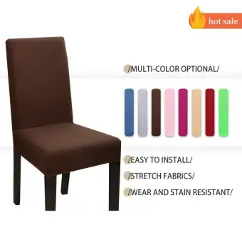 Chair Cover 1pc Chair Seat Cover Soild Color Spandex Elastic Cloth Chair Covers Dining Room Office School Chair Cover Slipcovers Lazada Indonesia