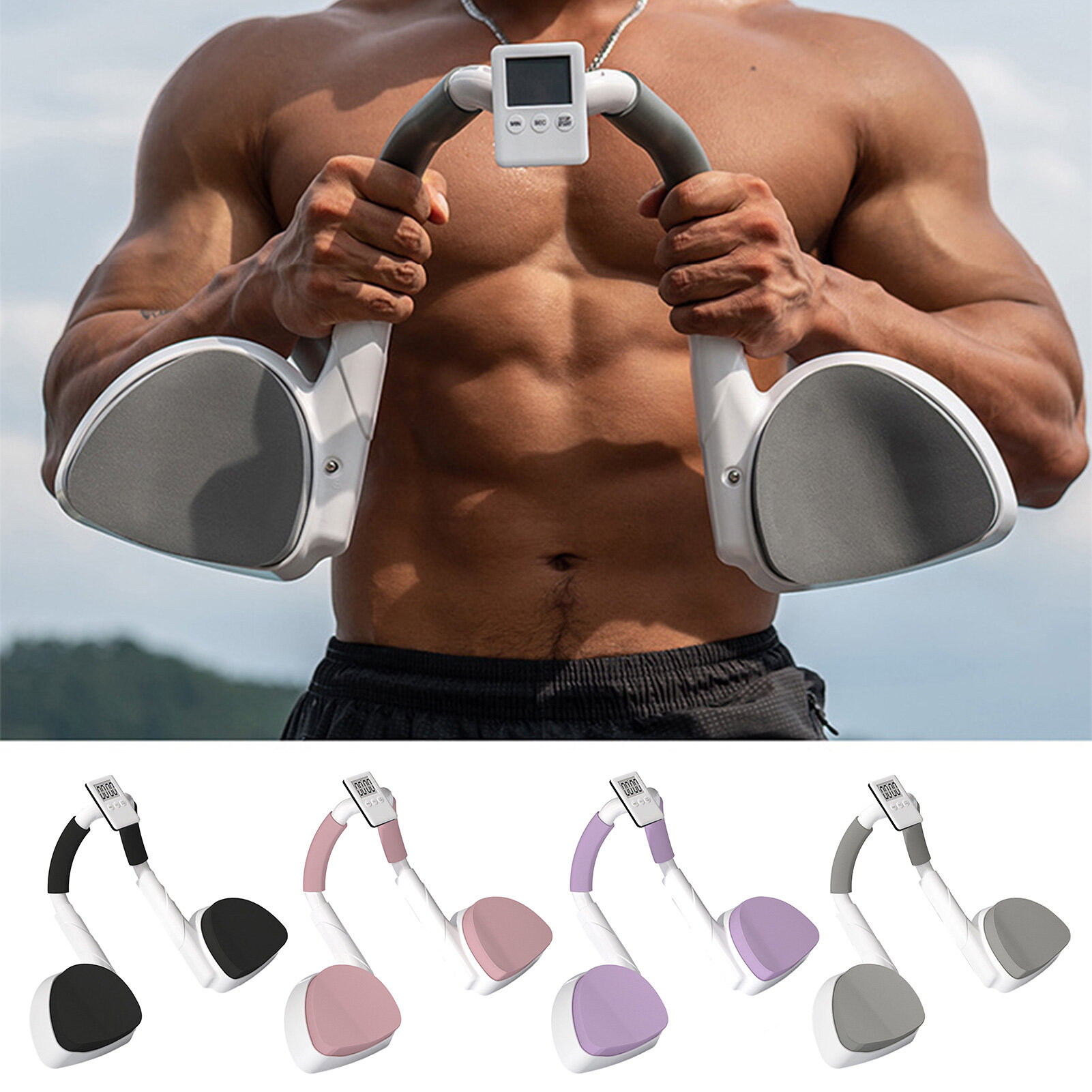 Zhanshan Adjustable Fitness Equipment Muscle Building Smart Timer Push Up Bar Trainer for Home Gym Fitness Multifunctional Flat Support Plate for Chest Abdominal Muscle Building