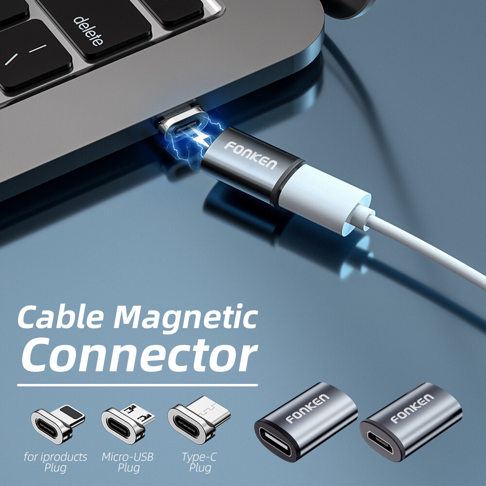 Fonken Magnetic Cable Plug Tip Usb Cable Connector Type C Magnetic Charge Adapter Micro Usb Magnet Cable Converter Charger