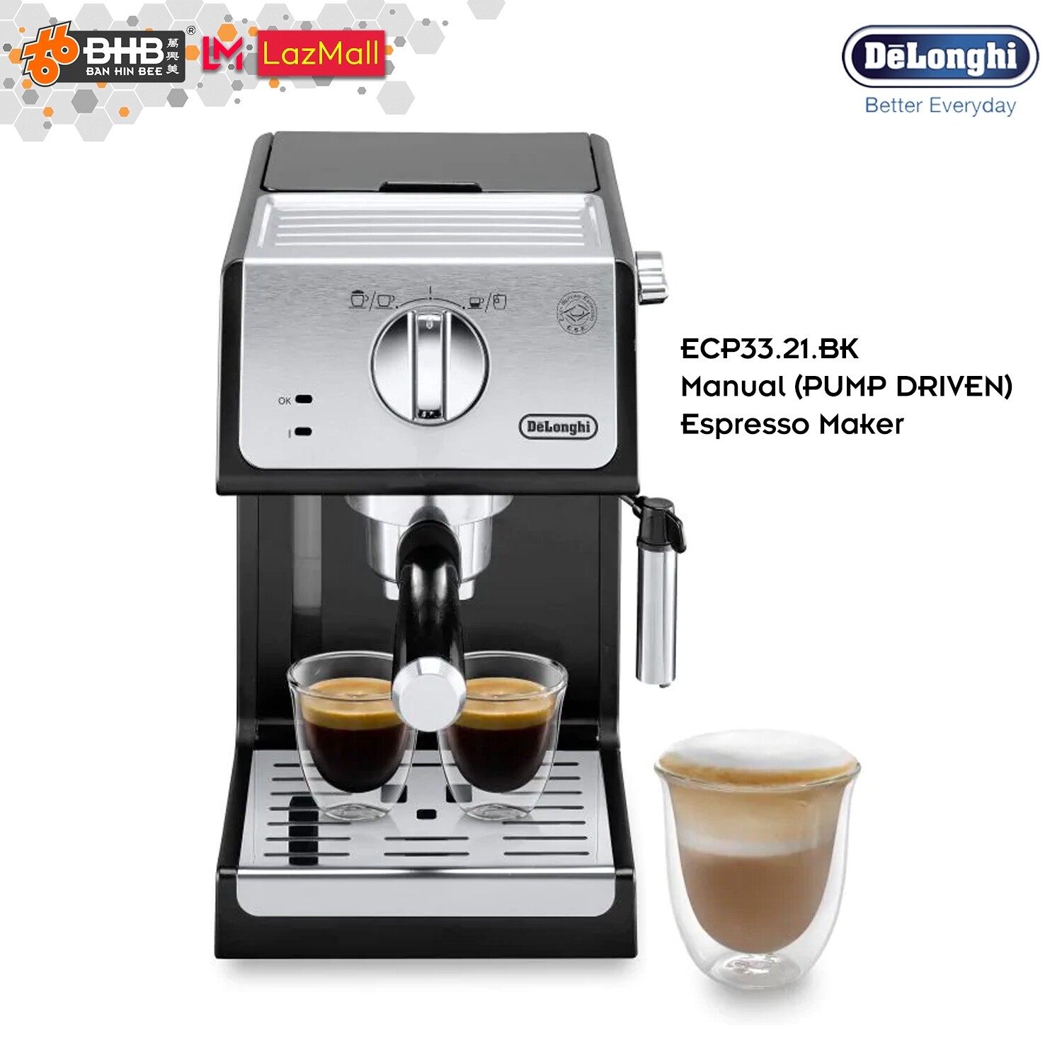 Delonghi EC230.BK Stilosa Manual Pump Espresso Coffee Machine Black