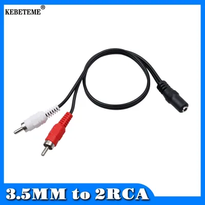 KEBETEME 3.5mm Stereo Audio Female Jack To 2 RCA Male Socket To Headphone 3.5 Y Adapter Cable