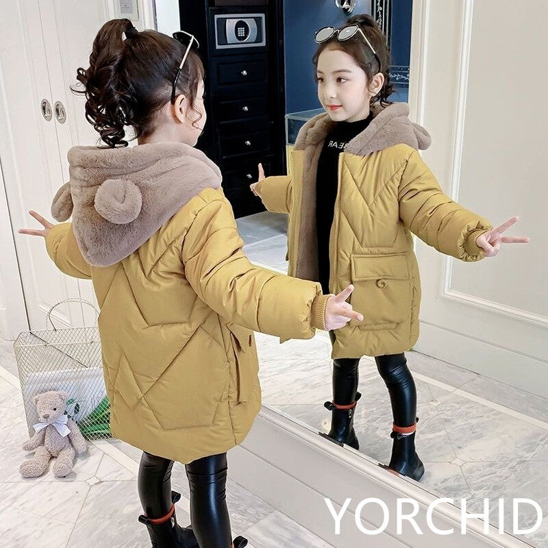 YORCHID Baby Girls Clothes Kid Winter Parka Christmas Coat Warm Hooded Outerwear Toddler Long Clothing Thick Jacket 4-14 Years