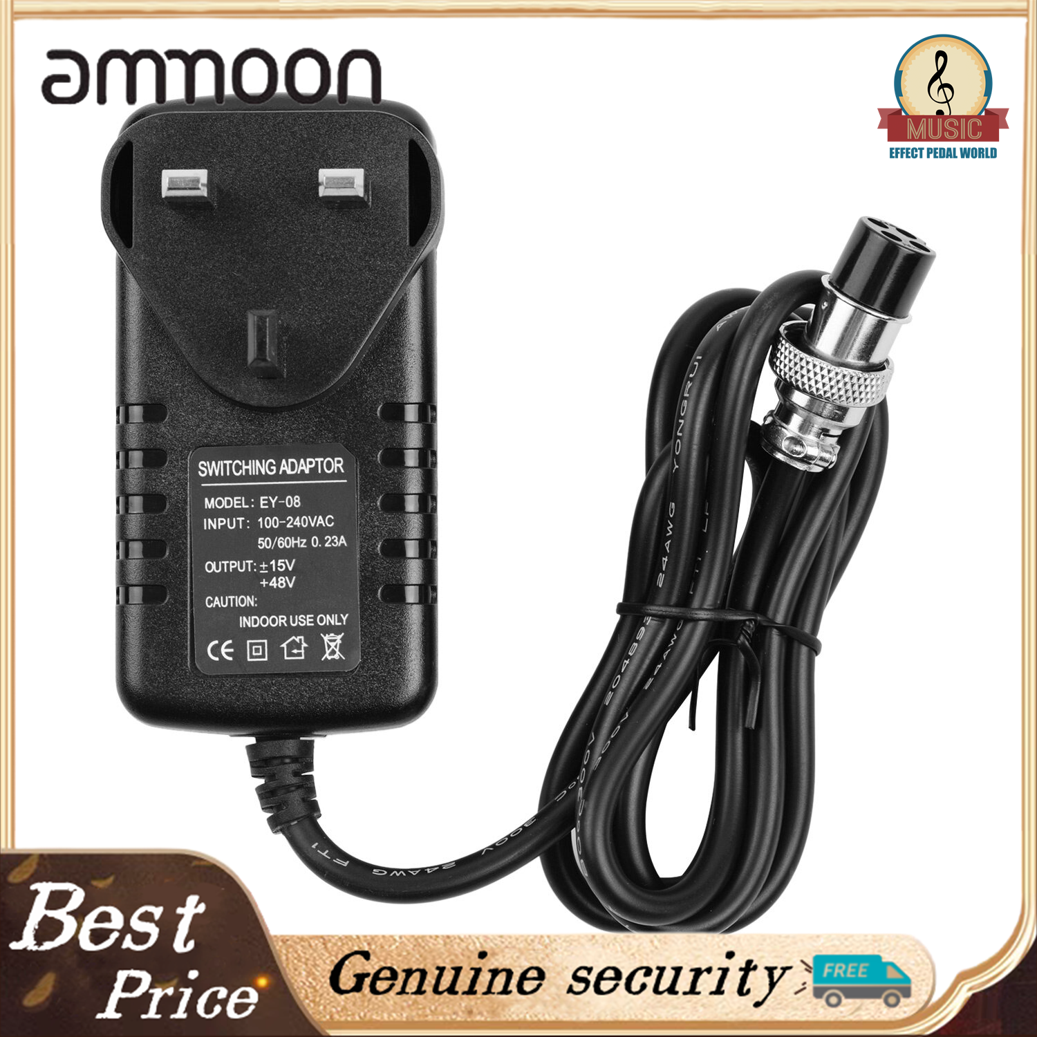 Mixing Console Mixer Power Supply AC Adapter 15V 230mA Universal 4-Pin Round Connector for 16 Channels or below Mixing Consoles Replacement Accessories 100-240V Input UK Plug