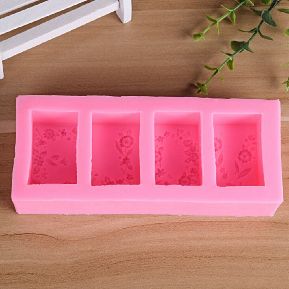 BOKALI 1 Khuôn Silicon Mềm Dẻo Hình Hoa Hình Chữ Nhật Tự Làm Mới, Khuôn Bánh Xà Phòng Nến 3D