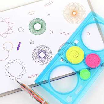 Spirograph Geometric Ruler Drawing Toys 1 Set Interlocking Gears & Wheels Accessories toys for girls