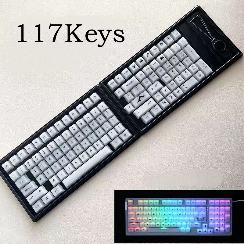 Milky white Ice Crystal Shine Through Keycap Frosted 117 Keys OEM Profile PC Material For Cherry MX Switch Mechanical Keyboard Keychron/RK61/GK61/Anne Pro 2