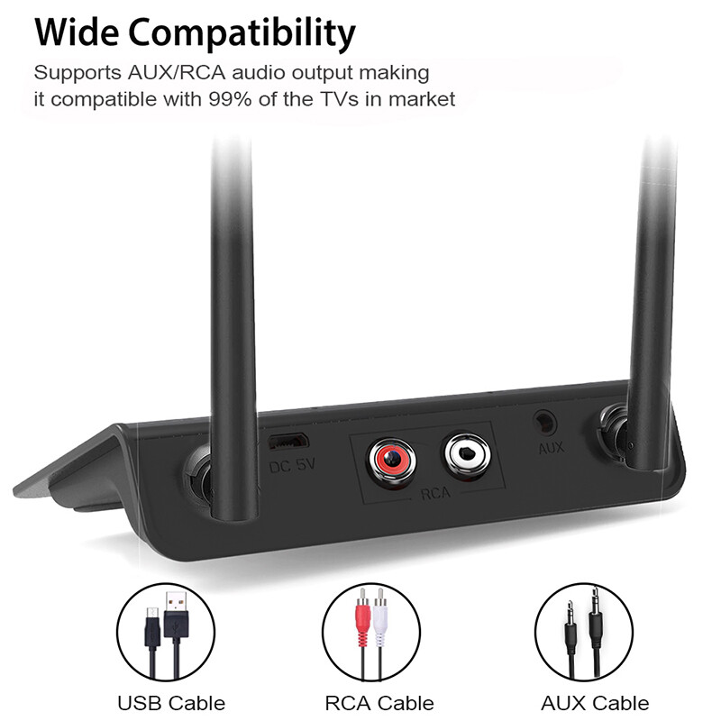 VAORLO Bộ Thu Phát Âm Thanh Bluetooth 5.0 CSR 80M Bypass Aptx LL Bộ Chuyển Đổi Không Dây Tầm Xa Độ Trễ Thấp RCA AUX 3.5Mm Cho Máy Tính Xe Hơi T V