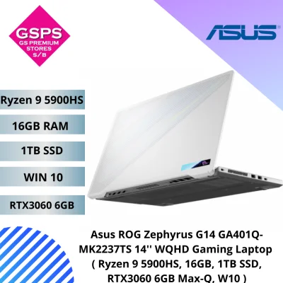 Asus ROG Zephyrus G14 GA401Q-MK2237TS 14'' WQHD Gaming Laptop ( Ryzen 9 5900HS, 16GB, 1TB SSD, RTX3060 6GB Max-Q, W10 )