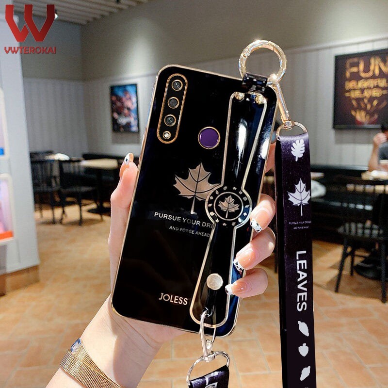 Vwterokai แฟชั่นหรูหรา Electroplated Maple Leaf สำหรับ Huawei Y6p Y9 Prime 2019 P30 P40 P50 Pro