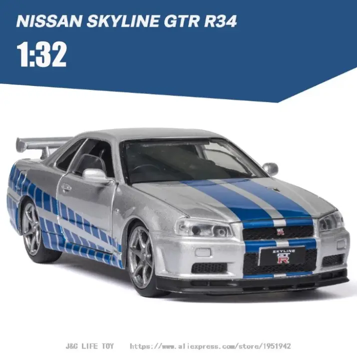 1 32 Nissan Skyline Ares Gtr R34 Car Model Metal Toy Car High Simulation Collect Toys Hobbies Fzgil Diecast Toy Vehicles