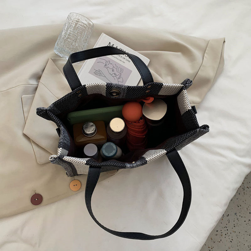 College Student Class Handheld Canvas Commuting One Shoulder Crossbody Large Capacity Notebook A4 Teacher Briefcase