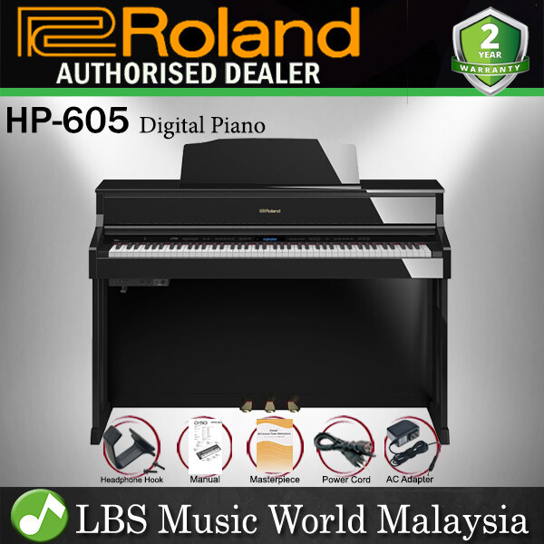 Roland HP605 PE L 88 Keys Digital Piano with SuperNatural Technology Polished Ebony (HP 605) Malaysia