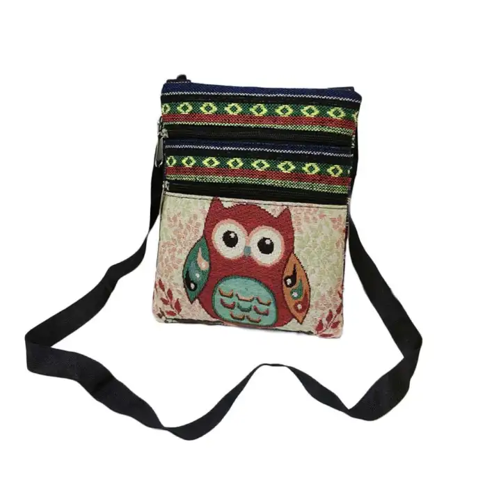 Lightnice Wanita Kanvas Burung Hantu Tas Tangan Kartun Tas Bahu