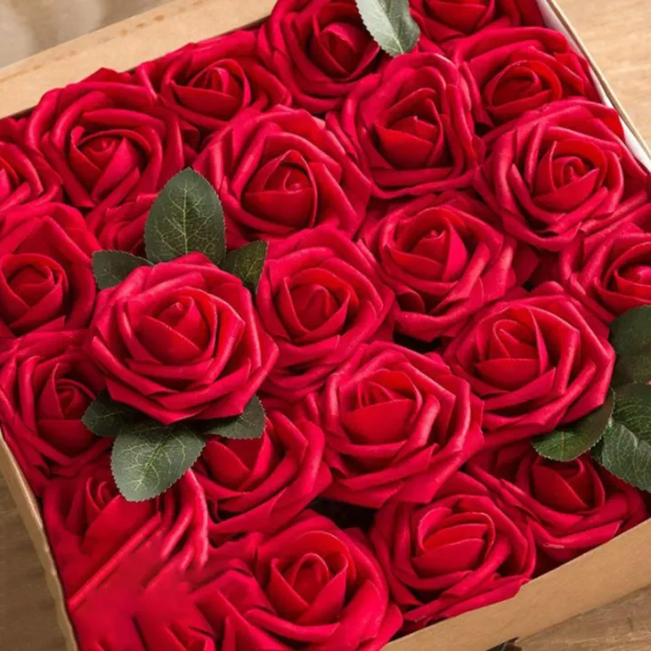 white foams with red rose