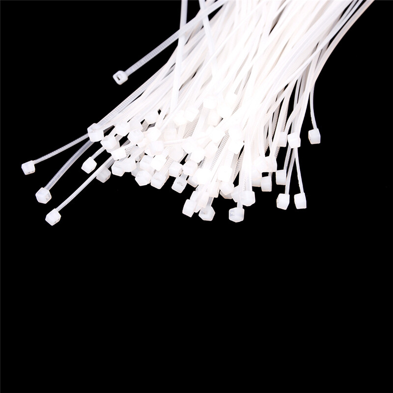 Ministar 100pcs Fasten White Black Cable Wire Zip Ties Self Locking Nylon Cable Tie