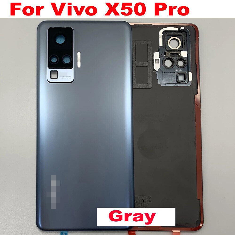 สำหรับ VIVO X50 Pro ฝาหลังเคสประตูด้านหลังพร้อมกรอบกล้องเลนส์กระจก
