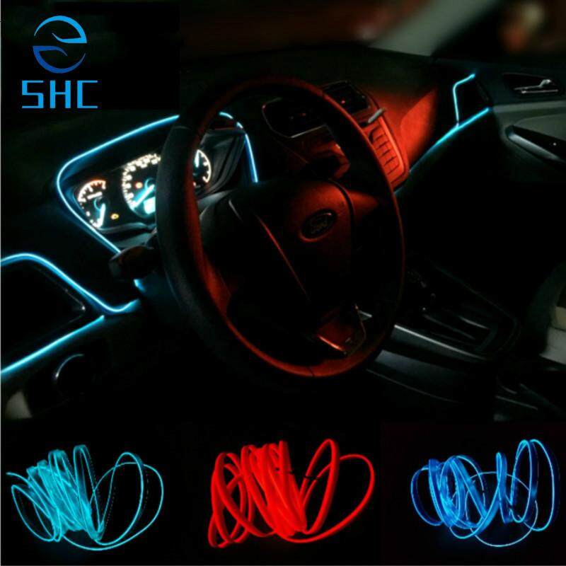 Mobil SHC Styling 3 Meter Fleksibel Strip Neon LED Interior Mobil Lampu Trim El Cahaya Dingin 12 V Inverter Aksesori Mobil Produk Baru-Crystal biru
