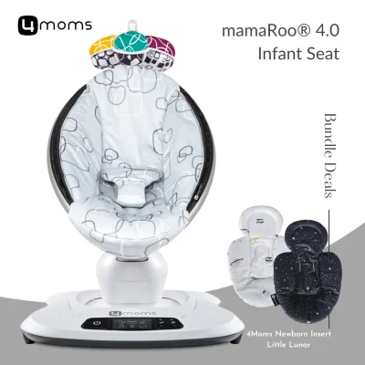4moms Mamaroo 4.0 Infant Seat Silver Plush Bundle