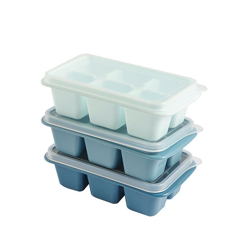 Polocat Dụng Cụ Làm Kem Có Nắp Khay Đá 6 Ngăn Kín Có Thể Xếp Chồng Lên Nhau Khay Đá Nhỏ Đáy Mềm Mini Khuôn Làm Đá Viên