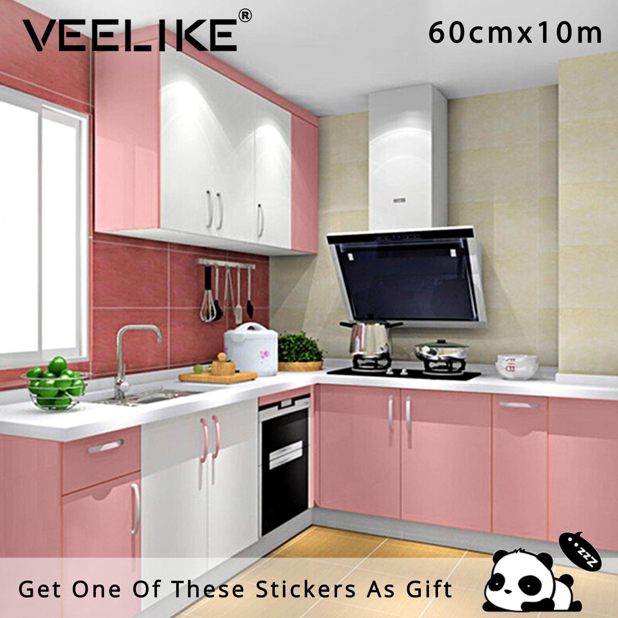 Veelike Self Adhesive Kitchen Cabinet Wall Liner Contact Paper Covering Shelf Waterproof Stickers