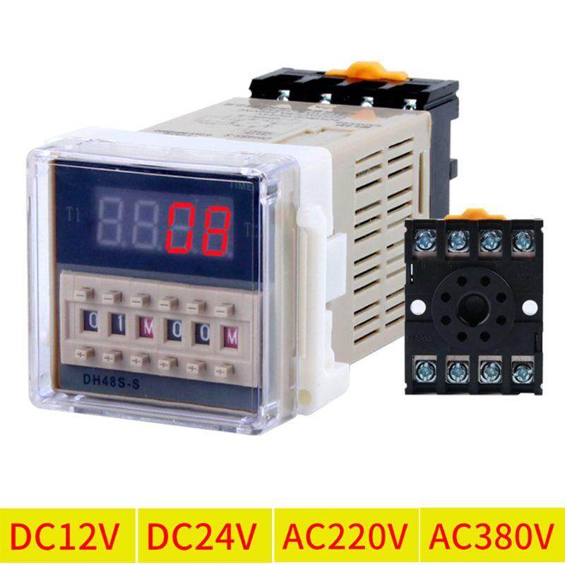 AC/DC 12V 24V 220V 380V DH48S-S Programmable Digital time relay cycle control Time Delay Relay Socket with Base