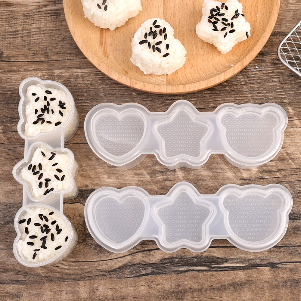 DIY Sushi Mold Heart Star Bear Cartoon Bento Mold Laver Bag Rice Ball Baking Tool Rice Ball Mold