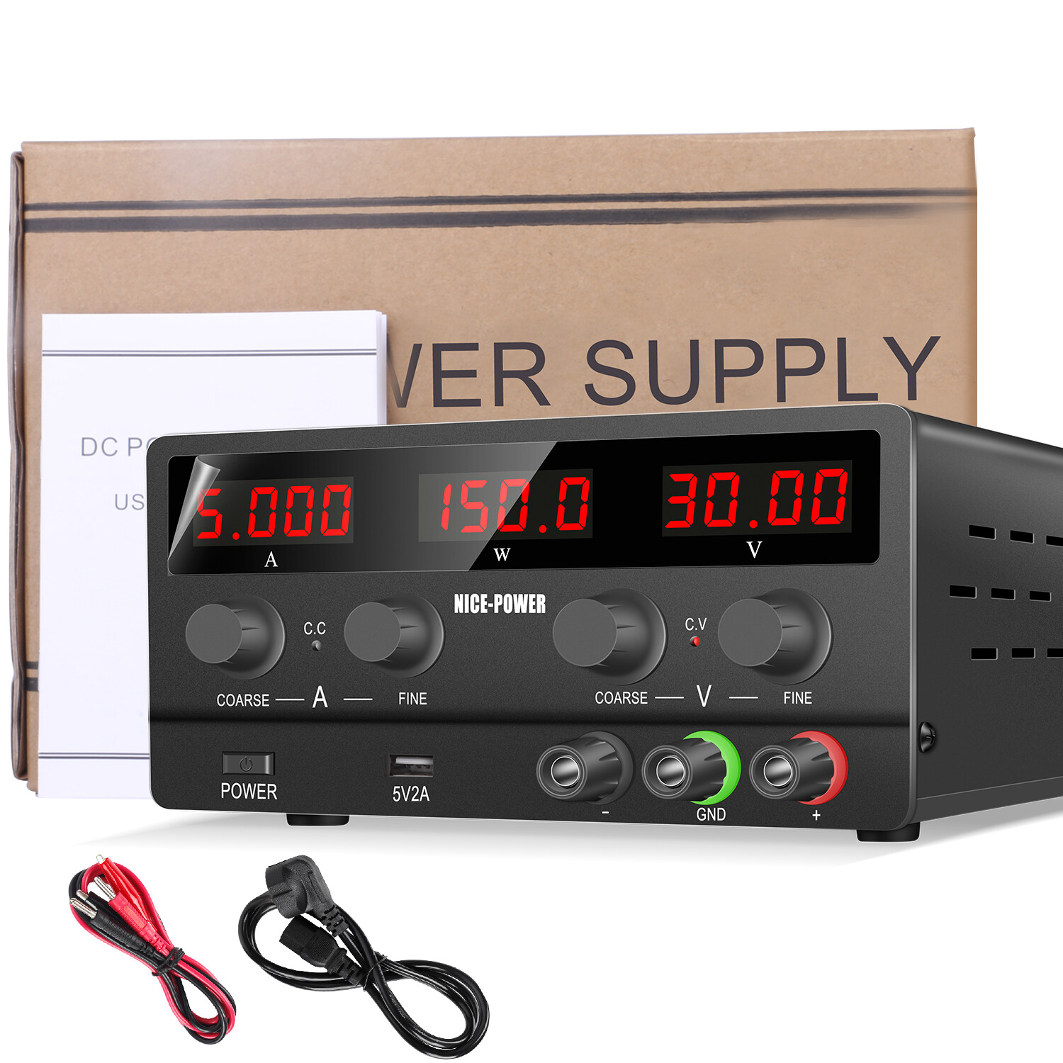 NICE POWER DC POWER Nguồn điện phòng thí nghiệm có thể điều chỉnh 30V 10A Nguồn điện chuyển mạch ổn định để sửa chữa PCB