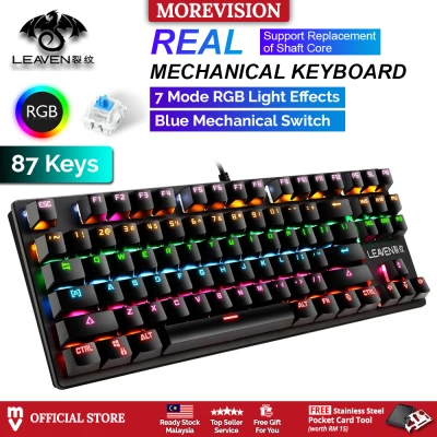 LEAVEN REAL Blue Switch RGB Mechanical Keyboard 87/104 Keys Button Gaming Backlight Compact Office Laptop PC Notebook