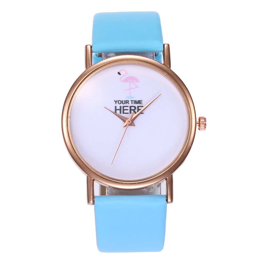 WOCO MALL Fashion Women Girls Flamingo Quartz Analog No Number Round Dial Wrist Watch