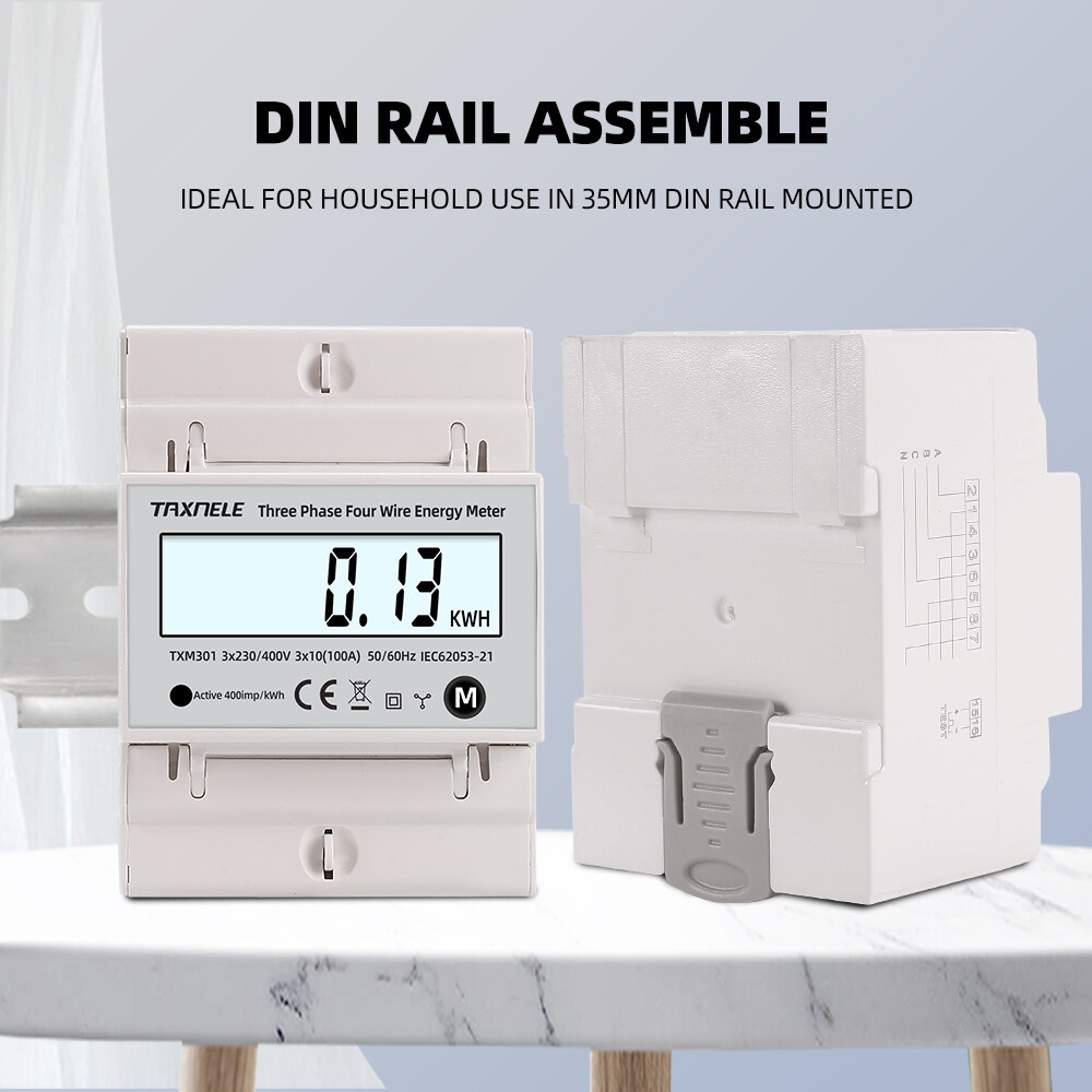 3 Phase 4 Wire Wattmeter Power Bidirectional Energy Meter Multifunction AC 380V KWH Voltage Current 100A 50Hz 60Hz Solar PV