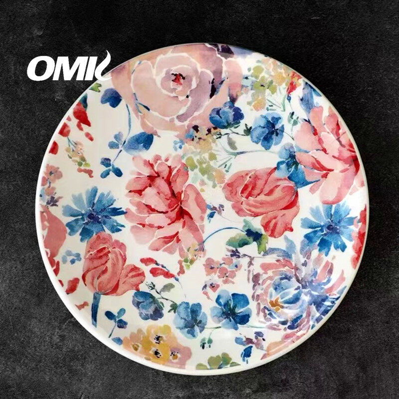 OMK Rose flower series Ceramic 10 inch Dinner Plates