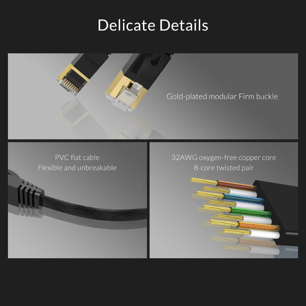 ORICO Cáp Ethernet CAT6 Cáp Mạng LAN Ethernet Có Thể Thu Vào Di Động Cho Máy Tính Xách Tay Cáp Mạng Bộ Định Tuyến 1000Mbps 2M(PUG-LGC6)