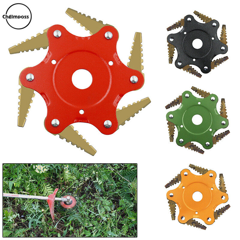 ChgImposs 6 Teeth Lawn Mower Blade 360 Degrees Cutting Garden Grass Trimmer Cutter Brush Tool