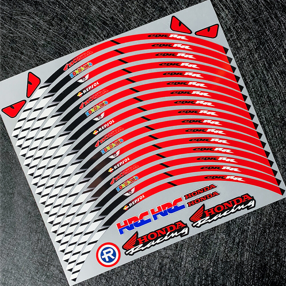 16PCS 17 inch Motorcycle Reflective Rim Wheel Decals Wheel hub Stickers for honda MOTOGB repsol