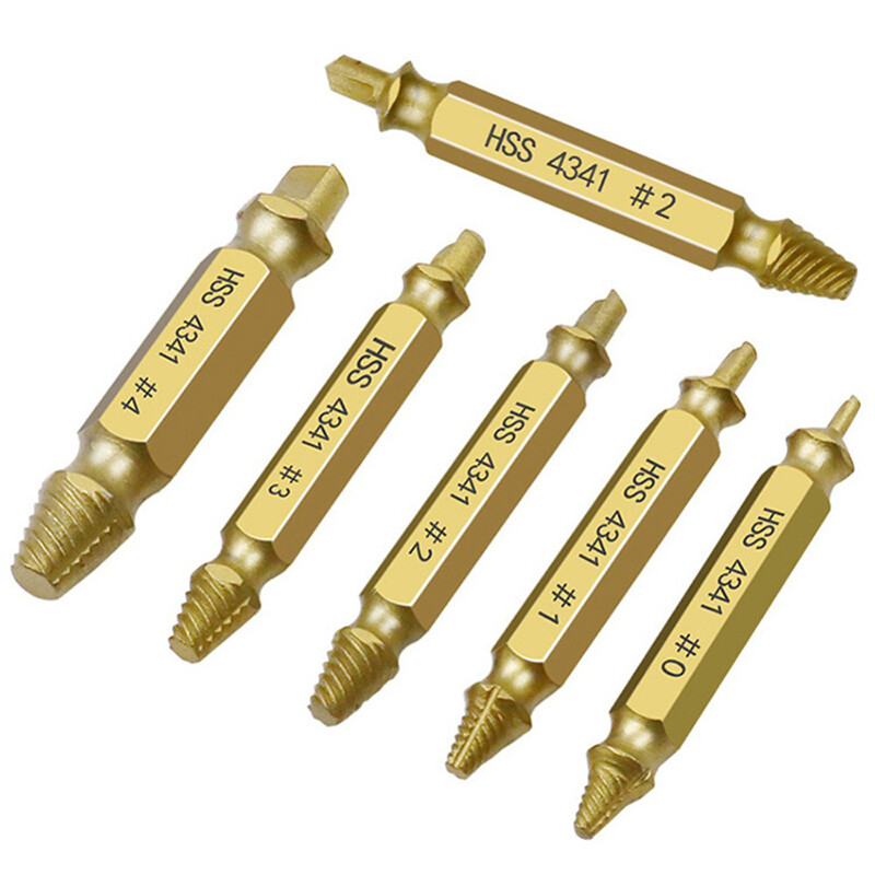 [Ready stock] KIPRUN 6 Pcs / Set Double Side Damaged Screw Extractor Drill Bits Out Crimping Bolt Remover Tool