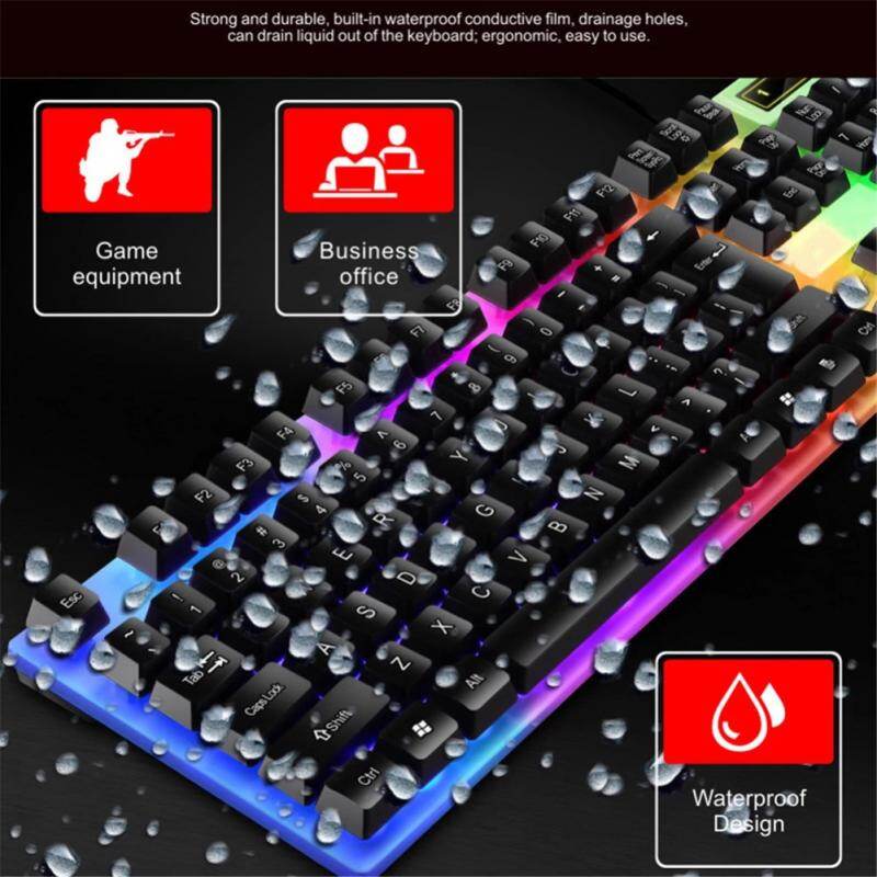 RYRA PT6 Wireless Mechanical USB Wired Keyboard Mouse Set With Rainbow LED Backlight Gaming Keyboard Gaming Mouse For Laptop PC 2023Hot