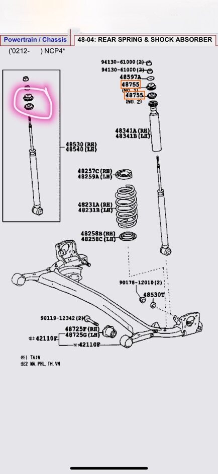 Original Toyota Vios Ncp Ncp Ncp Nsp Rear Absorber Mounting Bush Set