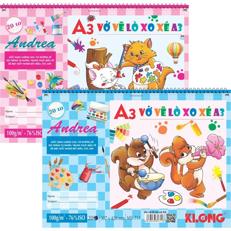 Vở vẽ lò xo xé a3 - 20 tờ klong ms: 711