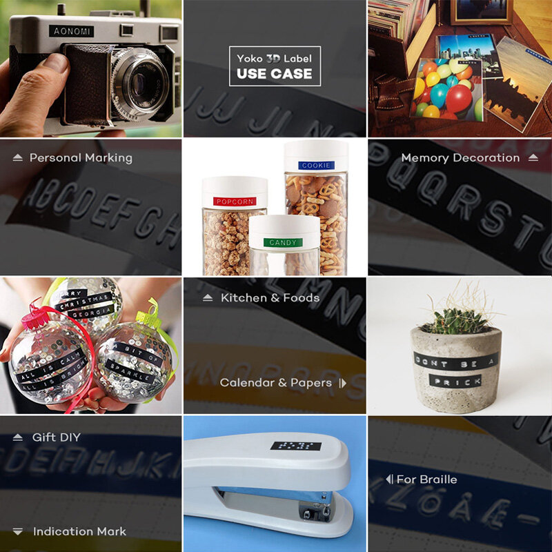 3Rolls 9 Mét Nhãn Dán 3D Emboss Nhựa Nhãn Băng Cho Motex Label Maker E303 E202 E101