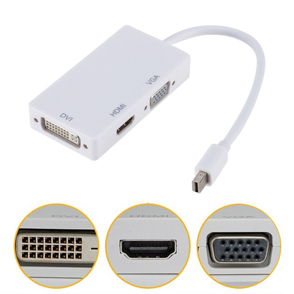 Cáp Chuyển Đổi Cổng Hiển Thị Mini 3 Trong 1 DP Thunderbolt Sang DVI VGA HDMI Cho MacBook