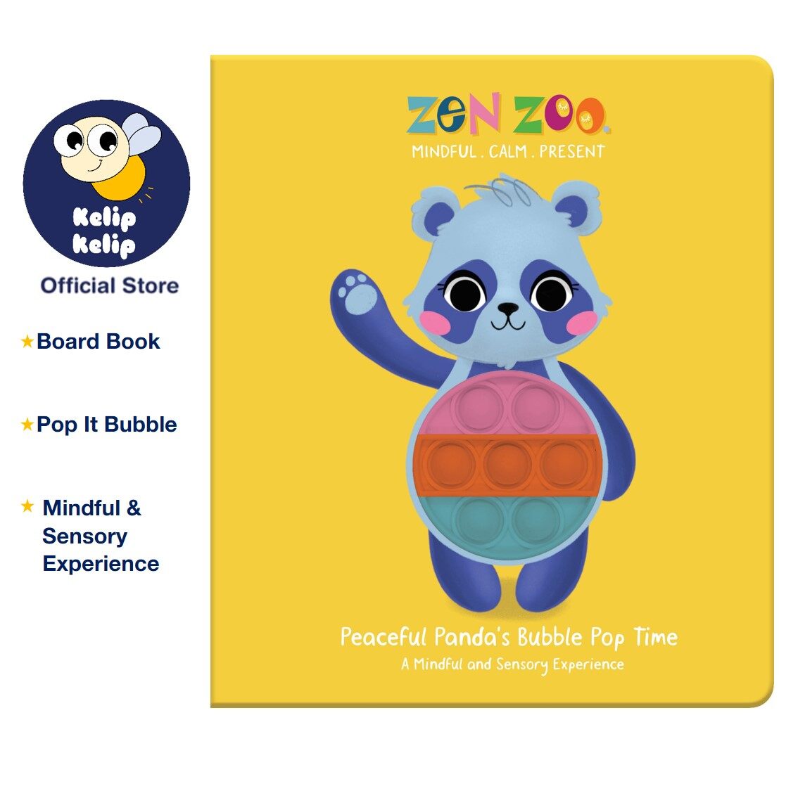 Zen Zoo Peaceful Panda Bubble Pop Time Board Book for Kids with Mindful