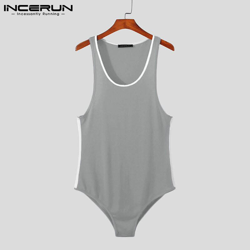 Beehoo INCERUN Mens One ชิ้น Leotard เสื้อกล้ามสไตล์นักมวยปล้ำเสื้อ