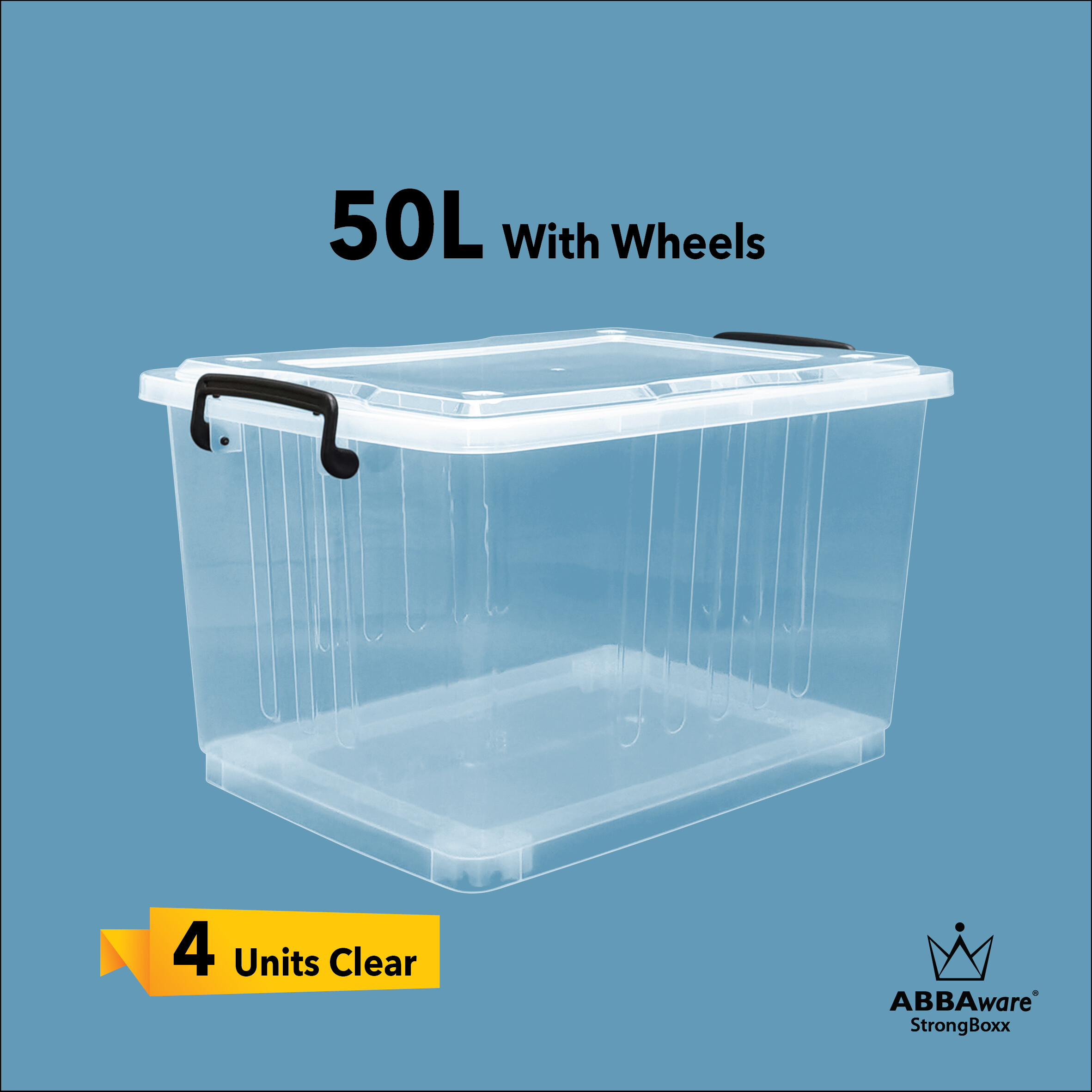 Abbaware 50L Clear Storage Box Transparent / Kotak Simpanan Beroda ...