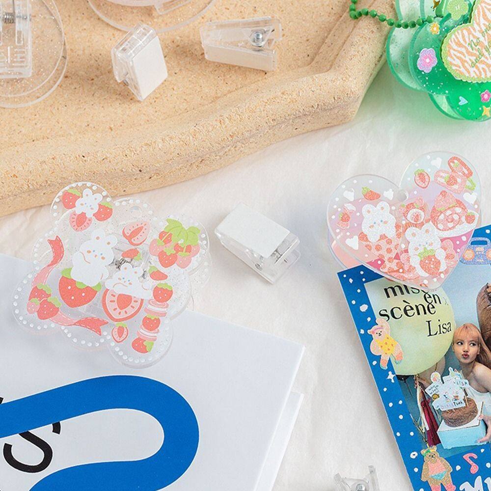 MMLUCK DIY Creative Office Accessories Paper Folder Binder Transparent Scrapbooking Binding Clips File Holder Clips Memo Clips Paper Fixed Clips