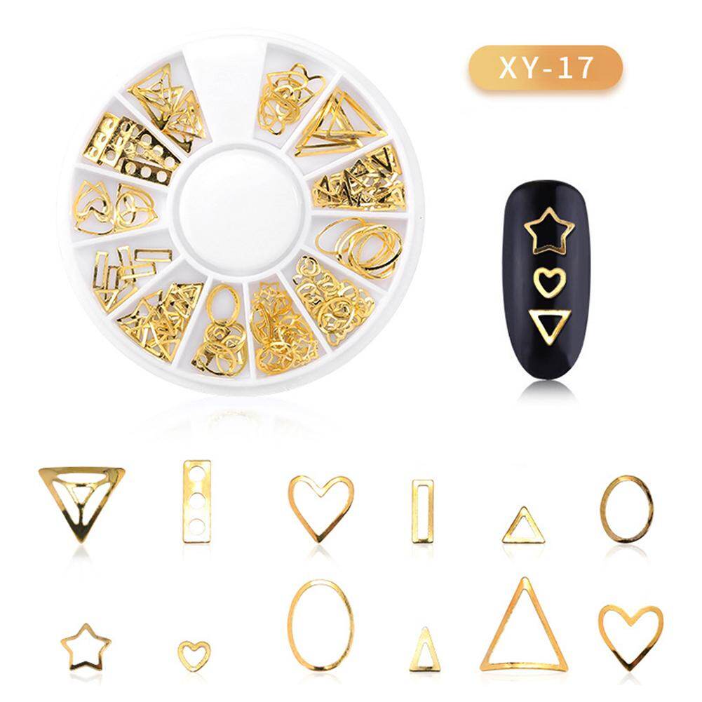 3D Metallic Metal Rivet Heart Moon Star Nail Tips Decorations Manicure Tools