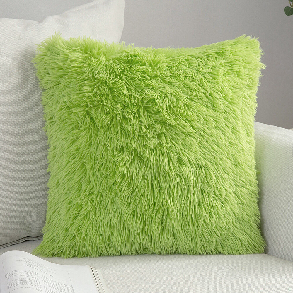 Plush Throw Pillow Household Nordic Plush Solid Short Plush Throw Pillow Case