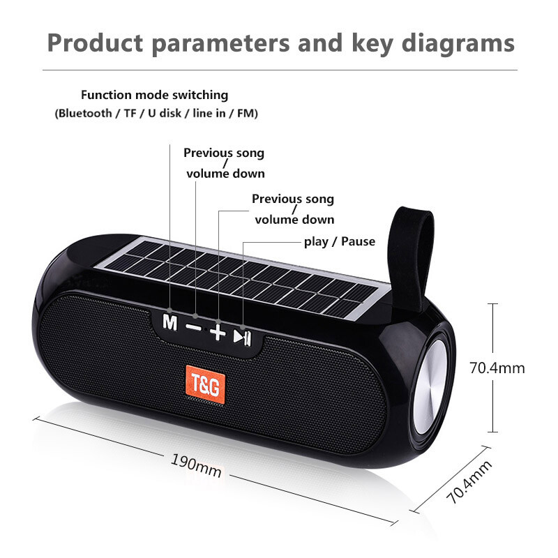 Banchugw 2023 Hộp Nhạc Stereo Không Dây, Sạc Tự Động Năng Lượng Mặt Trời, Loa Bluetooth Ngoài Trời Chống Nước Và Chống Ẩm Dành Cho Trung Tâm Âm Nhạc