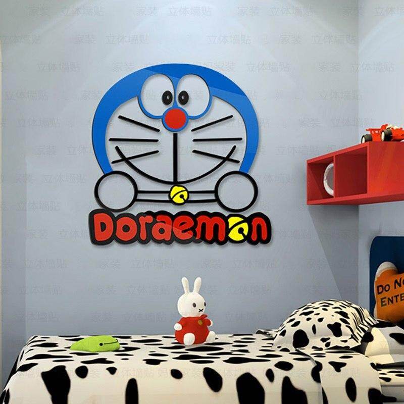 Removable 3D Doraemon Wall Sticker Decal Cute Cartton Acrylic Mirror